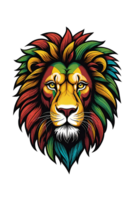 AI generated Lion head with colorful hair Illustration design png