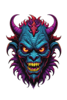 AI generated Angry devil head with horns Design illustration png