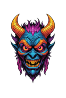 AI generated Angry devil head with horns Design illustration png