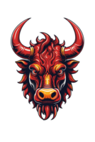 AI generated Bull head mascot isolated on transparent background png