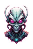 AI generated Futuristic robot head cyberpunk style illustration design png