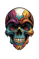 AI generated Dead Skull colored Illustration on Transparent Background png