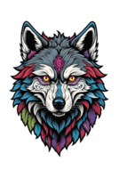 AI generated Illustration of a wolf head on a checkered background png