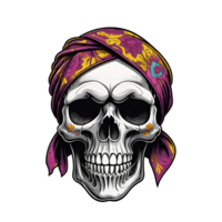 AI generated Skull in turban illustration on a transparent background. png