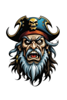 AI generated Pirate head with a beard and a pirate hat png