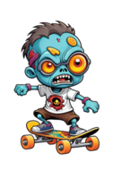 ai generado skater zombi ilustración en transparente antecedentes. png