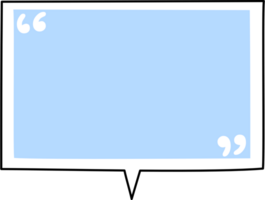Blue speech bubble balloon with quotation marks, icon sticker memo keyword planner text box banner, flat png transparent element design