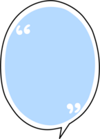 Blue speech bubble balloon with quotation marks, icon sticker memo keyword planner text box banner, flat png transparent element design