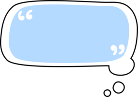 Blue speech bubble balloon with quotation marks, icon sticker memo keyword planner text box banner, flat png transparent element design
