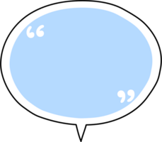 Blue speech bubble balloon with quotation marks, icon sticker memo keyword planner text box banner, flat png transparent element design