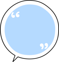 Blue speech bubble balloon with quotation marks, icon sticker memo keyword planner text box banner, flat png transparent element design