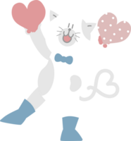 happy valentine's day with cat holding heart, love concept, flat png cartoon character design transparent