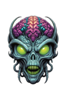 AI generated Zombie head with eyes and brain png