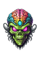 AI generated Zombie head with eyes and brain png