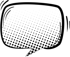 svart och vit pop- konst polka prickar halvton Tal bubbla ballong ikon klistermärke PM nyckelord planerare text låda baner, platt png transparent element design