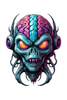 AI generated Zombie head with eyes and brain png