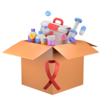 Medicine Supplies Donation 3D Box png