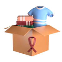 3d scatola donazione stoffa e coperte png