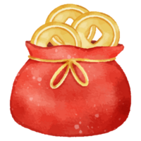 rouge sac pour chinois Nouveau année et d'or pièces de monnaie. png