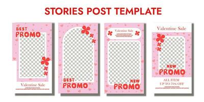 Valentine day greetings card layout, pink background with handrawn text font, Valentine template greetings frame, editable Social media stories templates for digital marketing and sales promotion, vector