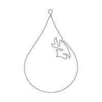 World water day continuous single line drawing and one line water droplets outline vector art illustration