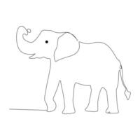 World wild life continuous single line art drawing and elephant one line outline vector art  illustration