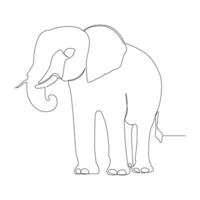 World wild life continuous single line art drawing and elephant one line outline vector art  illustration