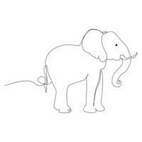 World wild life continuous single line art drawing and elephant one line outline vector art  illustration