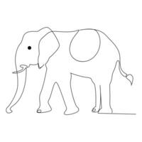 World wild life continuous single line art drawing and elephant one line outline vector art  illustration