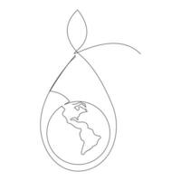 World water day continuous single line drawing and one line water droplets outline vector art illustration