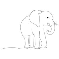 World wild life continuous single line art drawing and elephant one line outline vector art  illustration