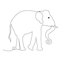 World wild life continuous single line art drawing and elephant one line outline vector art  illustration