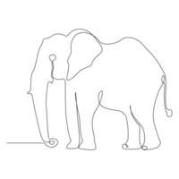 mundo salvaje vida continuo soltero línea Arte dibujo y elefante uno línea contorno vector Arte ilustración