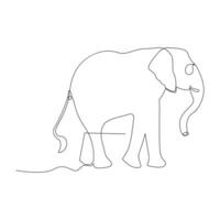 World wild life continuous single line art drawing and elephant one line outline vector art  illustration