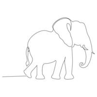 World wild life continuous single line art drawing and elephant one line outline vector art  illustration