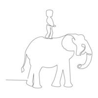 World wild life continuous single line art drawing and elephant one line outline vector art  illustration