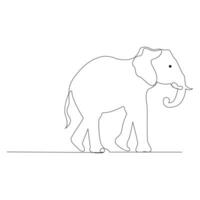 World wild life continuous single line art drawing and elephant one line outline vector art  illustration