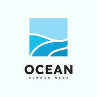 Ocean Wave Logo Template Vector, Ocean simple and modern logo design vector