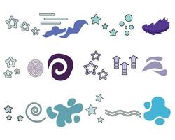 Set of abstract details and fillers on a space theme, stars, comets and spots for design vector