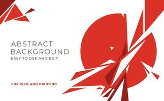 Abstract geometric design for header, banner, flyer. Horizontal. White and red colors. Vector flat illustration