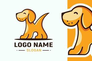 Pet dog standing vector illustration logo design.