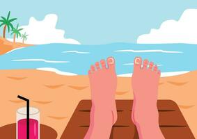 beach flat design background vector