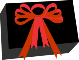 The black present with red bow PNG