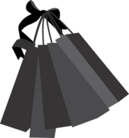 The shopping bag black color with black bow PNG
