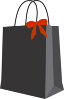 The shopping bag black color with red bow PNG