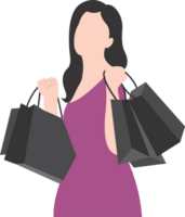 The women with shopping bag PNG