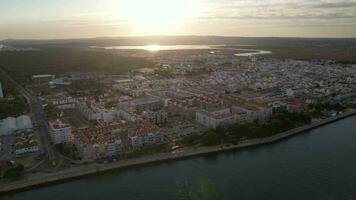 City of Vila Real de Santo Antonio at Sunset Aerial View video