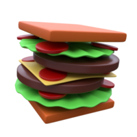 unique 3d rendering food sandwiches icon simple.Realistic illustration. png