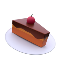 unique 3d le rendu mignonne gâteau tranche icône simple.réaliste illustration. png