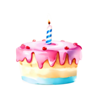 ai generato carino minuscolo compleanno torta con candela isolato trasparente cartone animato illustrazione png